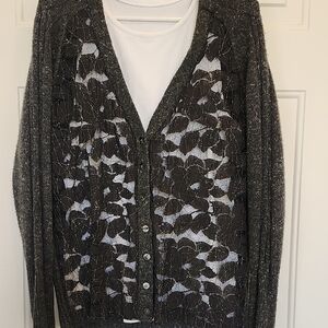 Simply Vera Vera Wang Charcoal Button-Up Cardigan NEW wo Tag